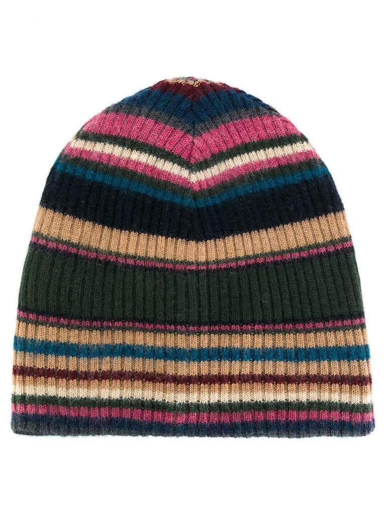 Roberto Collina - striped rib knit beanie - men - Merino - One Size
