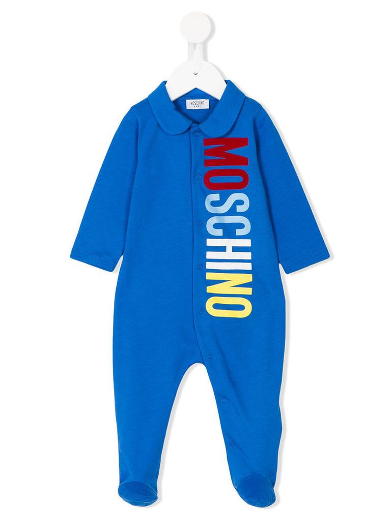 Moschino Kids - logo print pyjama - kids - Cotton - 9-12 mth, Blue