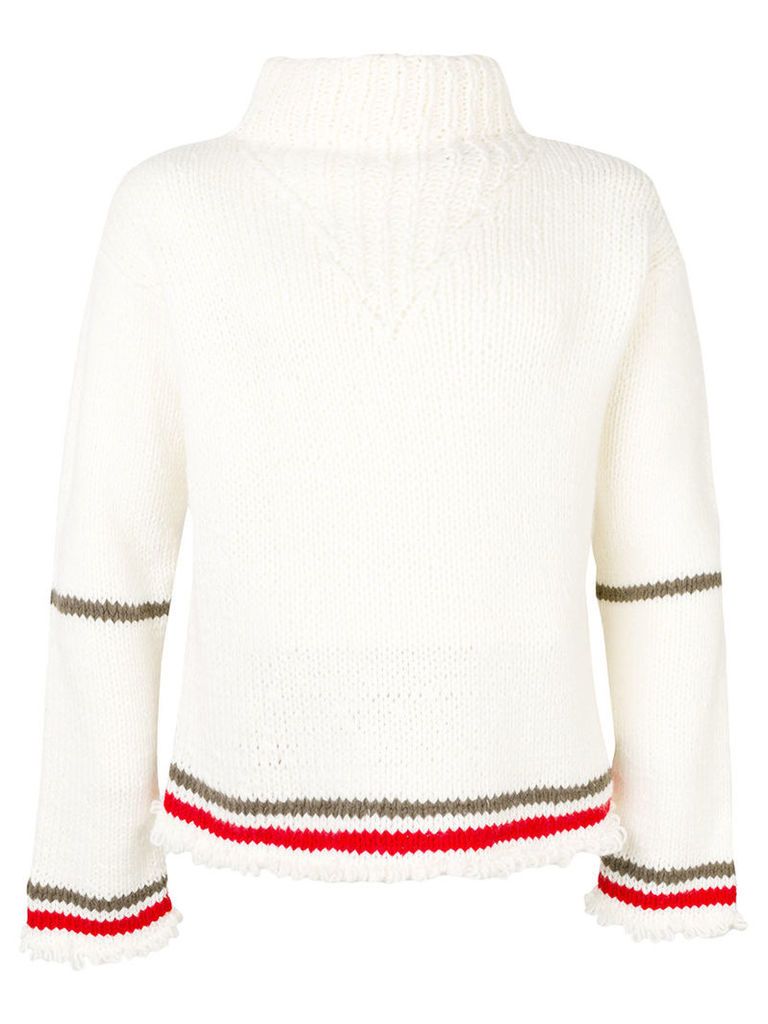 Maison Margiela - stripe detail jumper - men - Acrylic/Wool - L, White