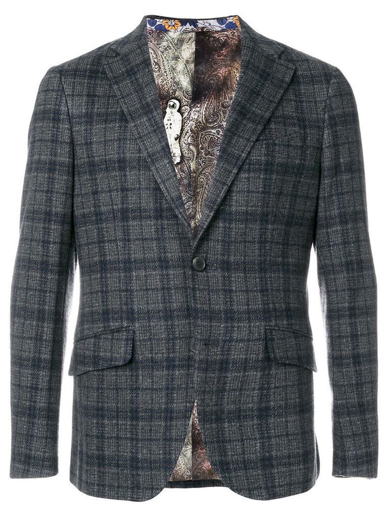 Etro - fitted check blazer - men - Cotton/Wool/Cupro - 50, Grey