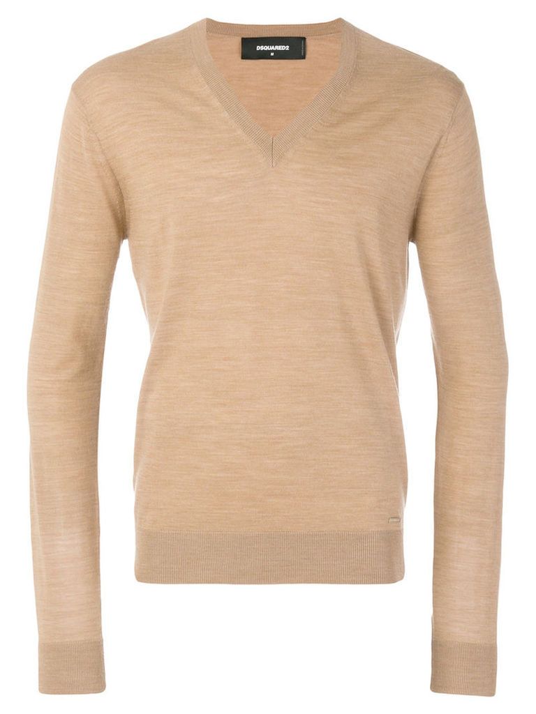 Dsquared2 - v-neck sweater - men - Wool - S, Nude/Neutrals