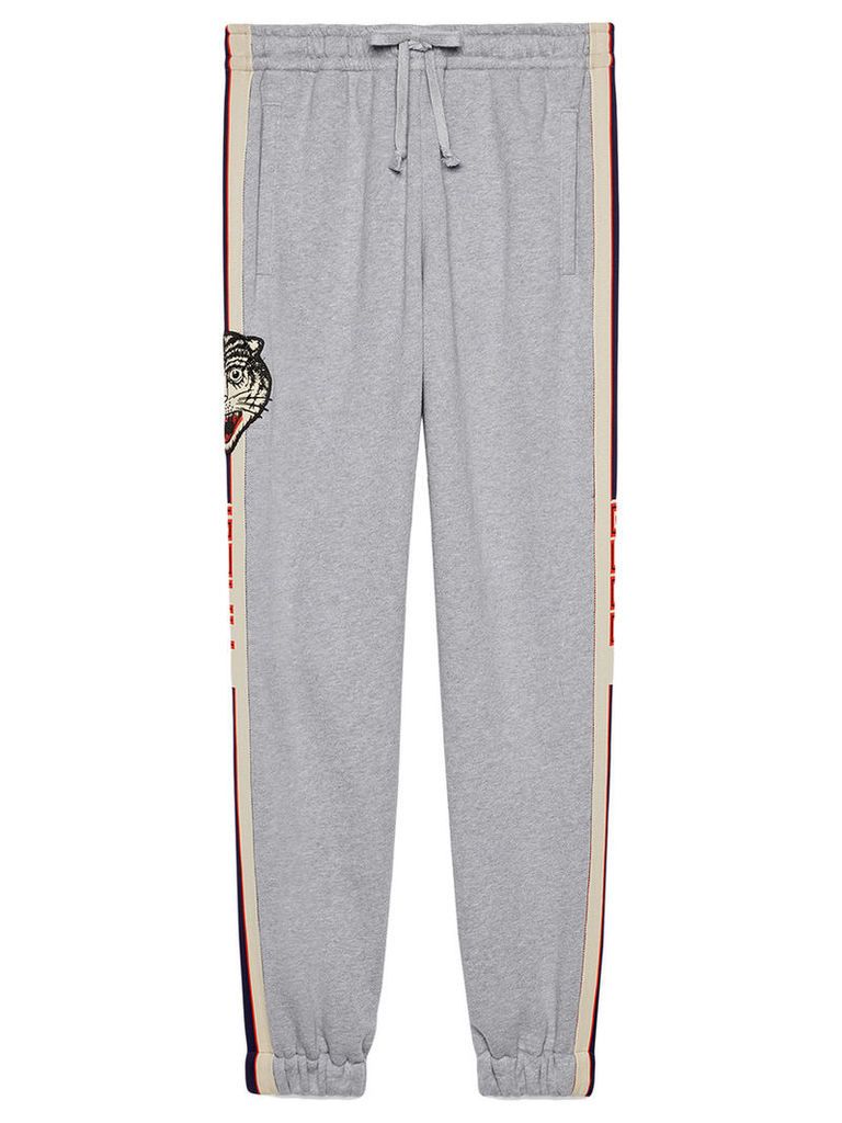 Gucci - Gucci stripe cotton jogging pants - men - Cotton - L, Grey