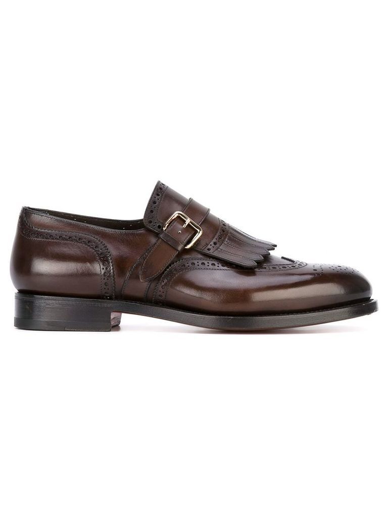 Santoni fringed monk shoes - Brown