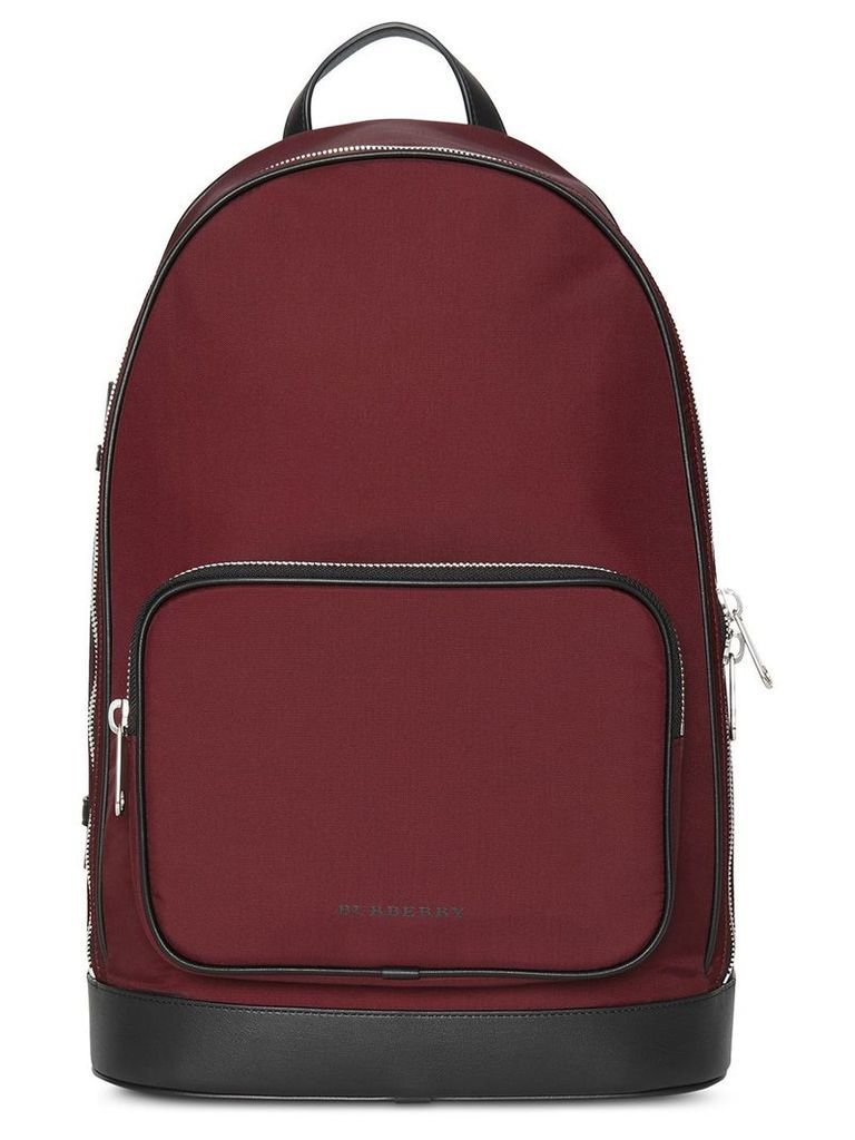 Burberry Heritage Stripe Detail Nylon Backpack - Red