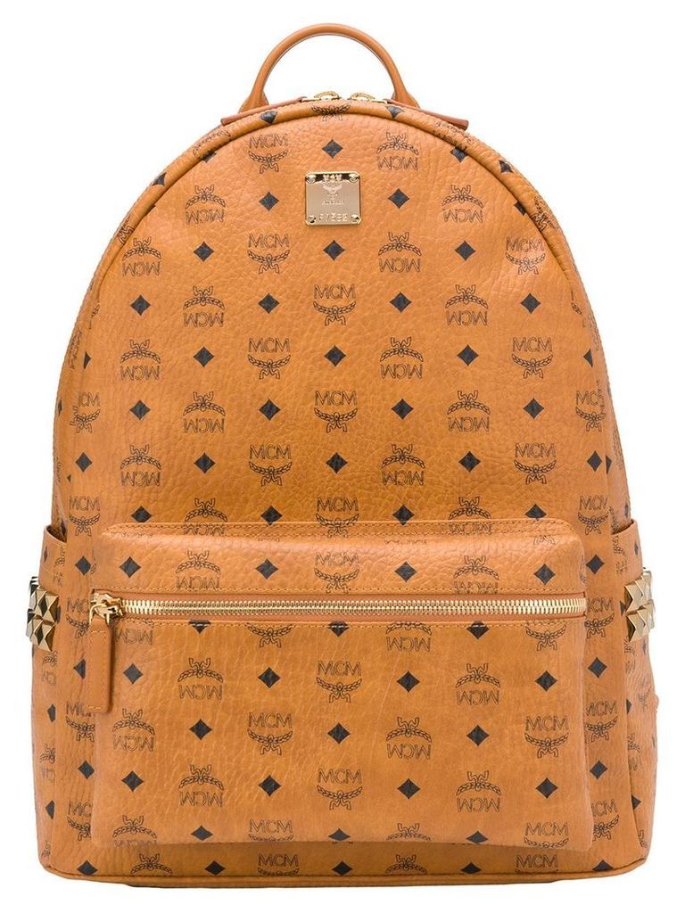 MCM all over logo backpack - Brown