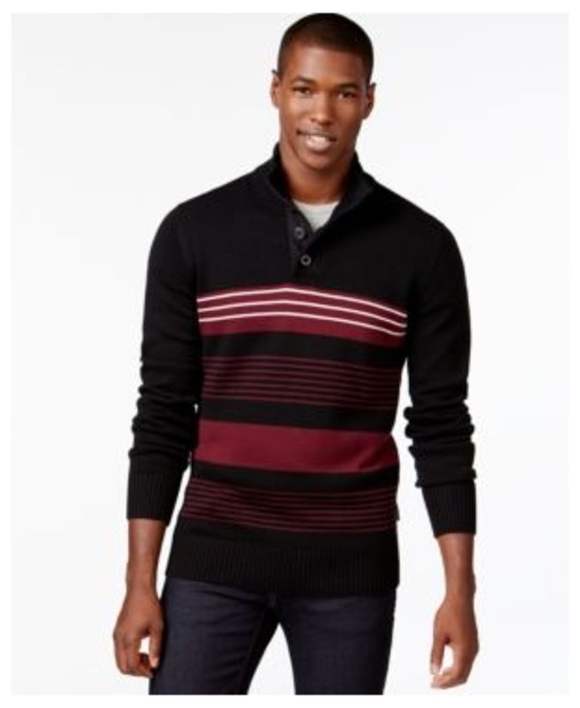 Sean John Striped Button-Neck Sweater, Only at Macy's