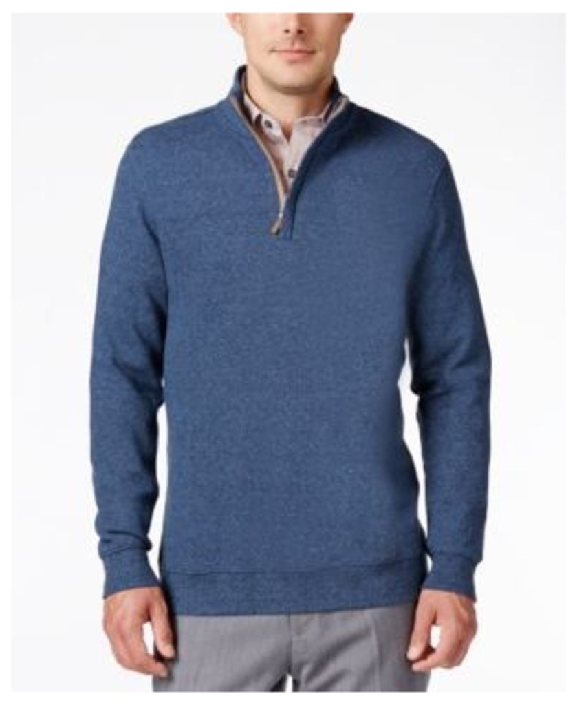 Tasso Elba Men's Big and Tall Honeycomb Textured Quarter-Zip Sweater, Only at Macy's