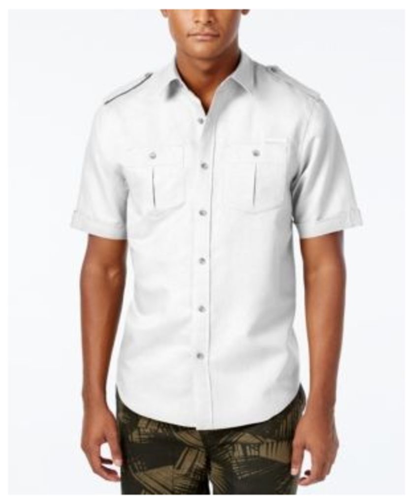 Sean John Men's Solid Linen Short-Sleeve Shirt