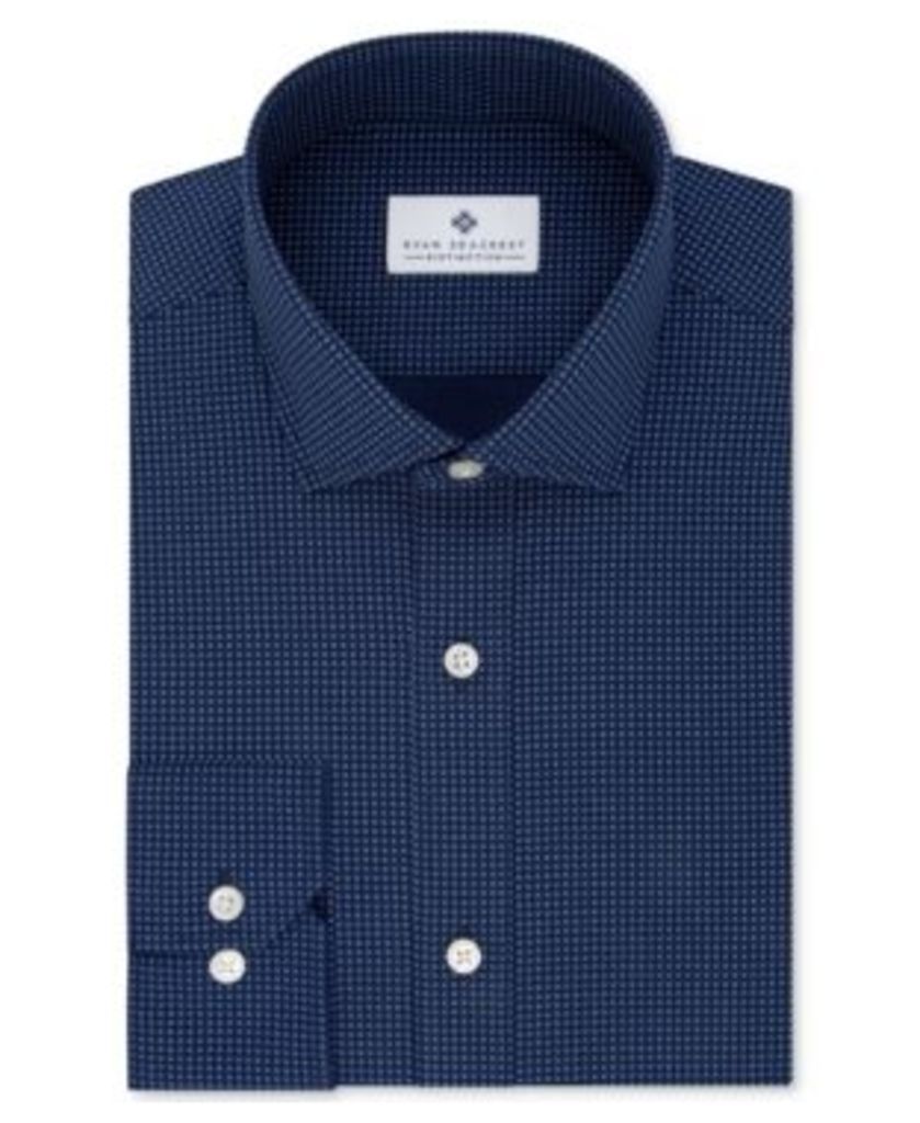 Ryan Seacrest Distinction Men's Slim-Fit Non-Iron Blue Print Dress Shirt, Only at Macy's