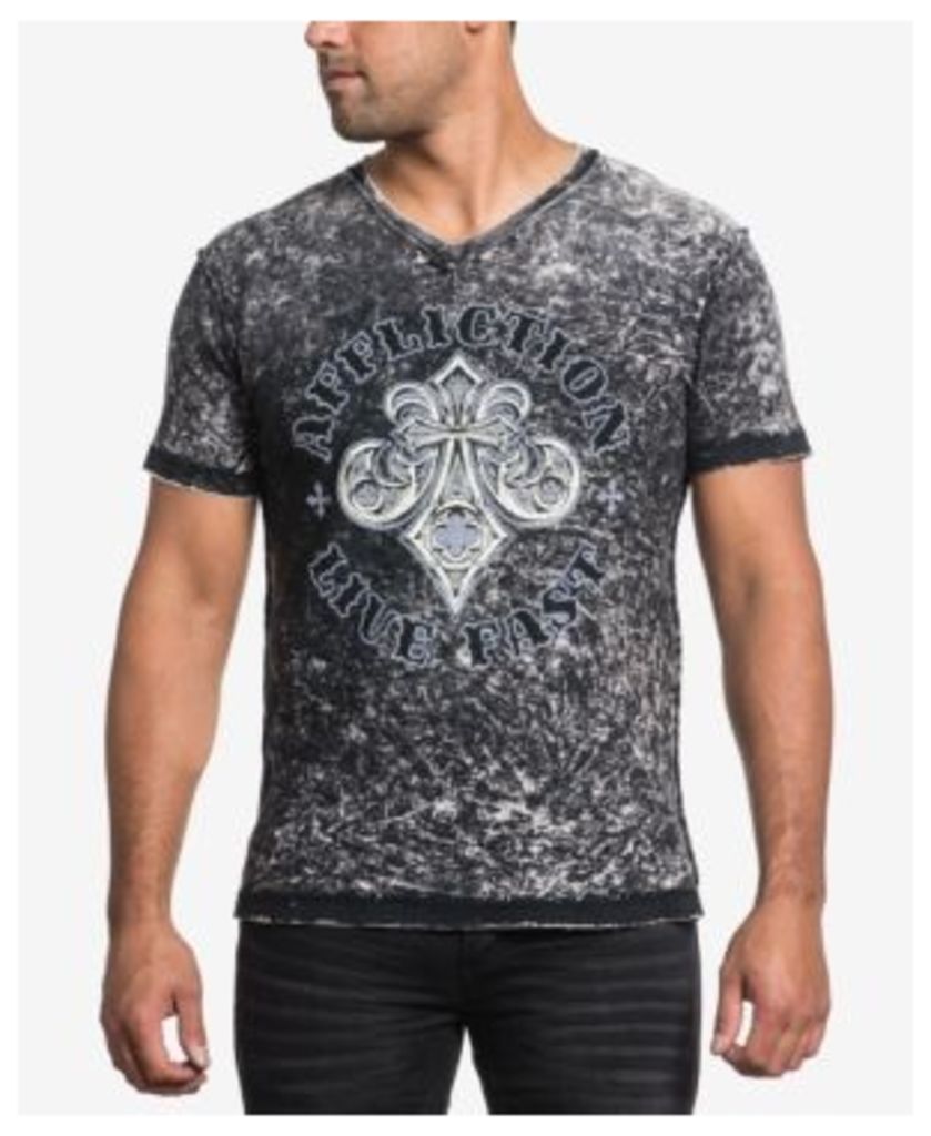 Affliction Men's Tried Attack Cotton Reversible Graphic-Print V-Neck T-Shirt