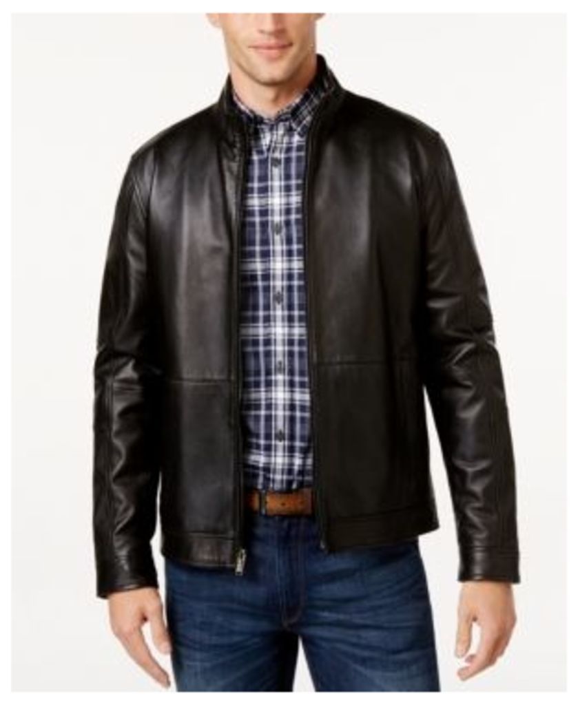 Michael Kors Men's Leather Racer Jacket