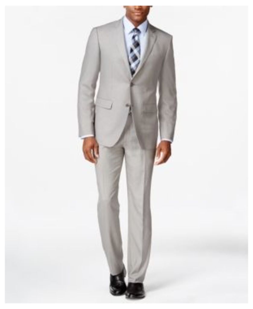 Perry Ellis Portfolio Light Grey Sharkskin Slim-Fit Suit