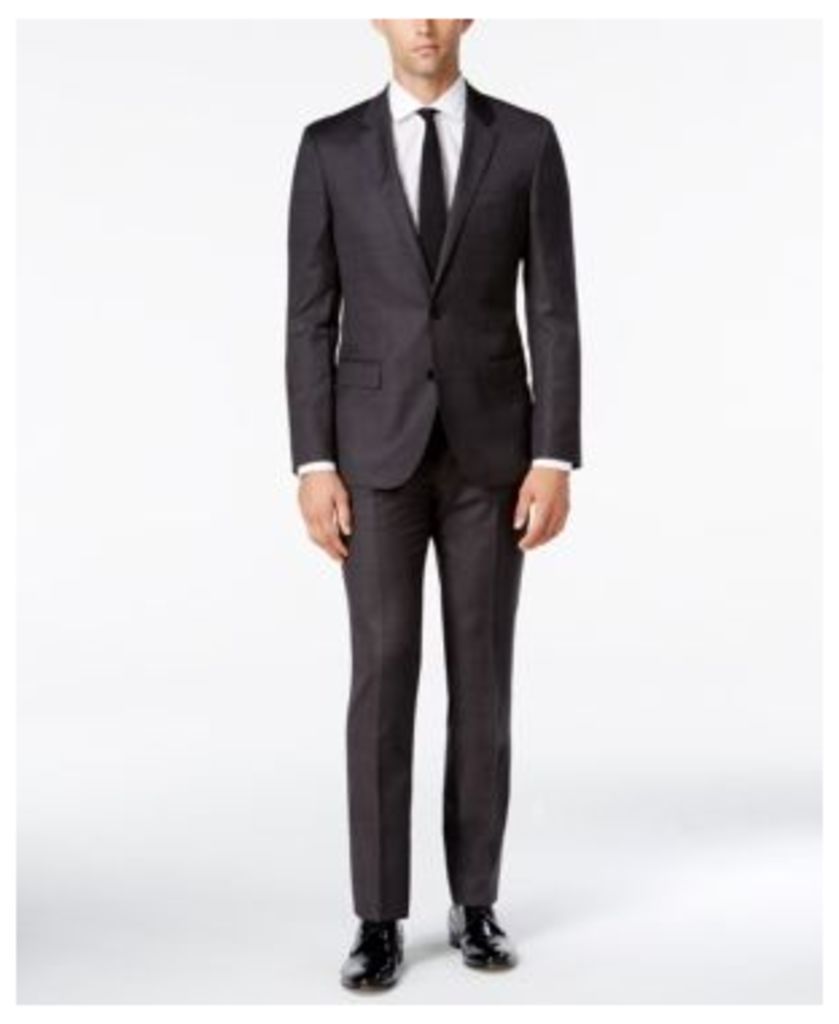 Boss Men's Extra-Slim Fit Charcoal Dot Suit