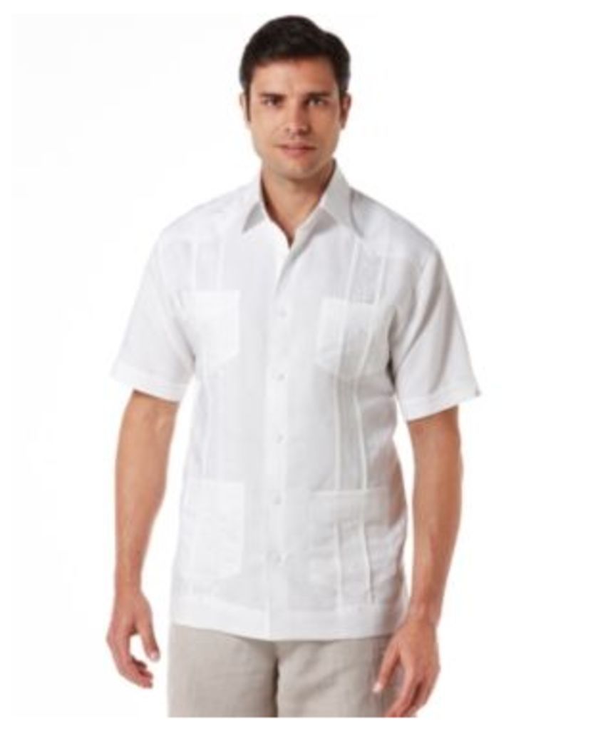 Cubavera Men's Big and Tall Embroidered Panel 4-Pocket Guayabera Shirt