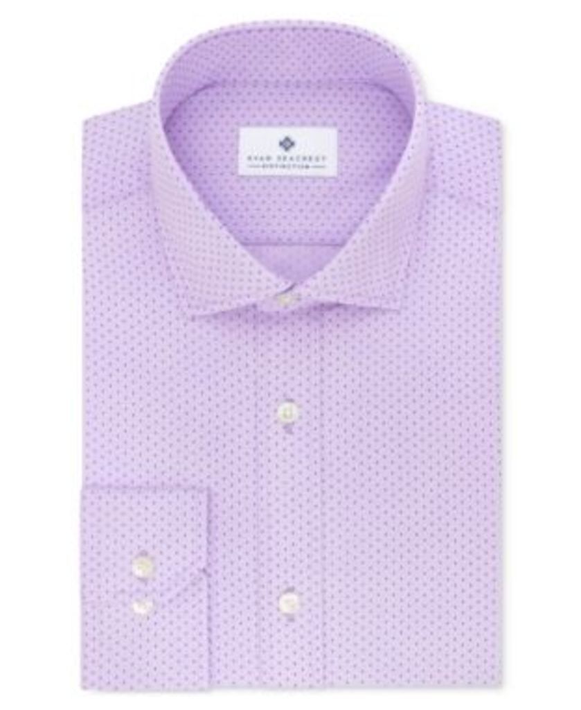 Ryan Seacrest Distinction Men's Slim-Fit Non-Iron Purple Geo-Print Dress Shirt, Only at Macy's