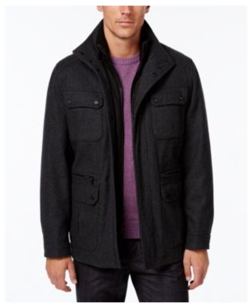 Michael Kors Men's Wool-Blend Field Coat with Attached Bib