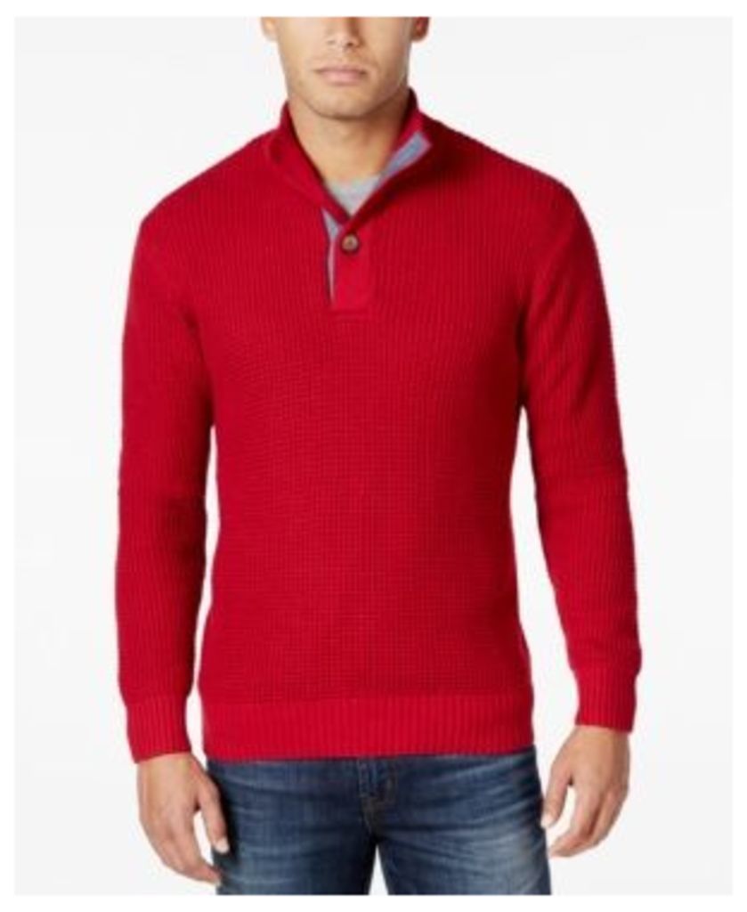 Weatherproof Vintage Men's Mock Turtleneck Button Sweater, Classic Fit