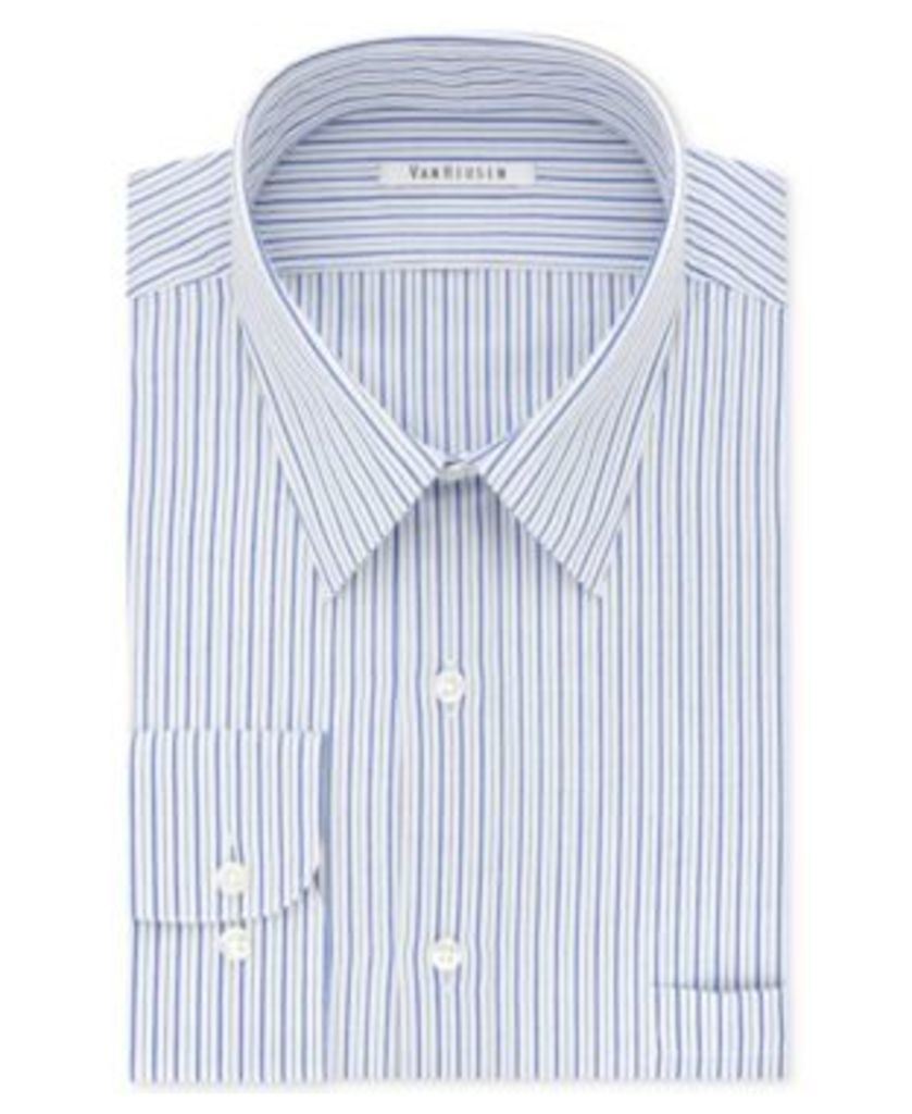 Van Heusen Men's Classic/Regular Fit Wrinkle Free Blue Stripe Dress Shirt