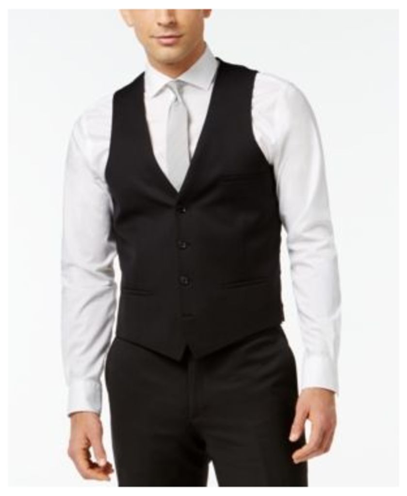 Bar Iii Black Solid Slim-Fit Vest