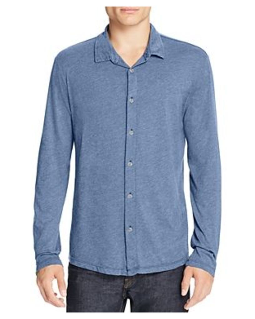Velvet Marsh Heathered Jersey Knit Regular Fit Button-Down Shirt