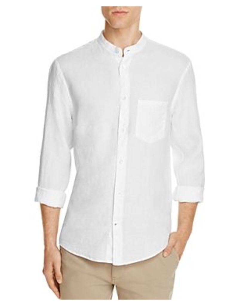NN07 Devon Linen Band Collar Slim Fit Button-Down Shirt