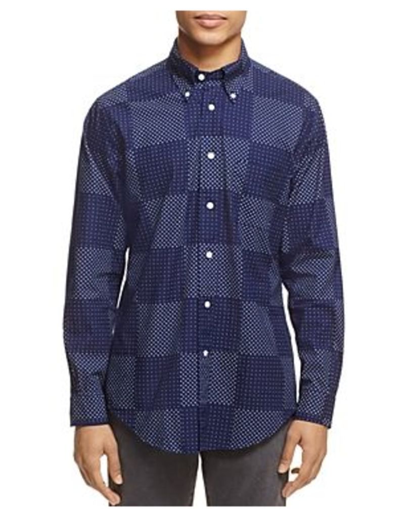 Brooks Brothers Indigo Block Print Regent Slim Fit Button-Down Shirt