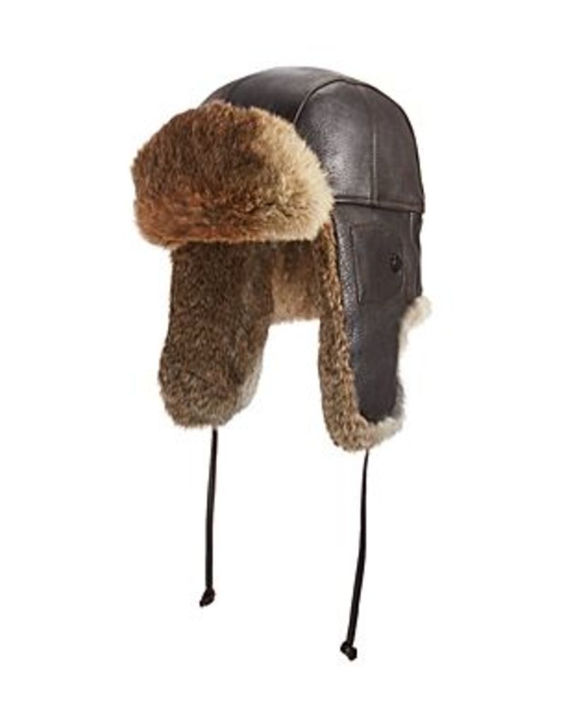 Crown Cap Vintage Leather Fur Aviator Hat
