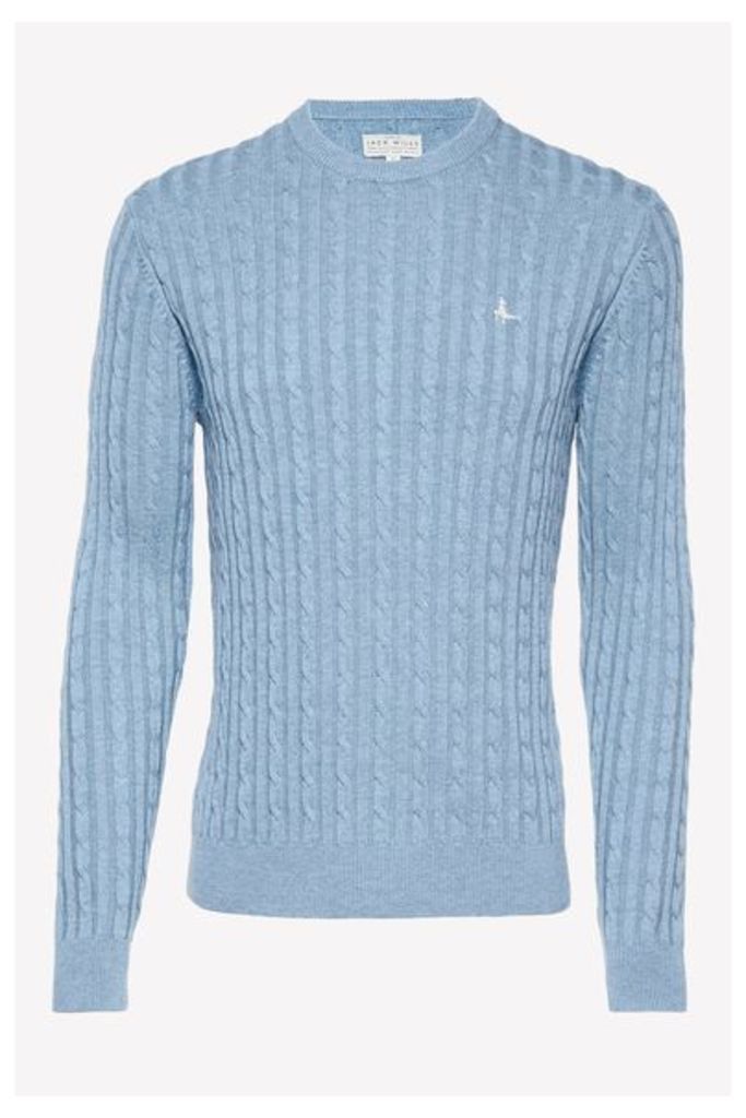 MARLOW CABLE CREW NECK JUMPER MARINE