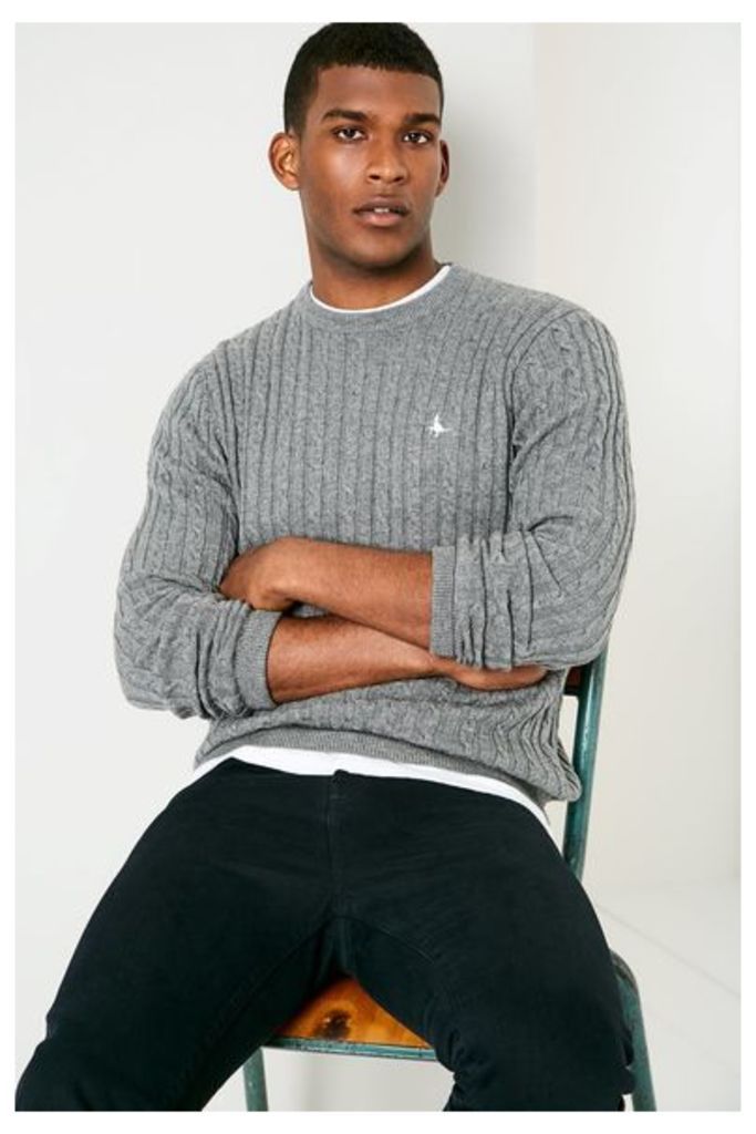 MARLOW CABLE CREW NECK JUMPER GREY