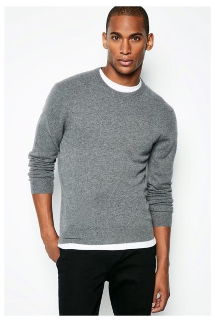 HOLNE CASHMERE CREW NECK JUMPER CHARCOAL