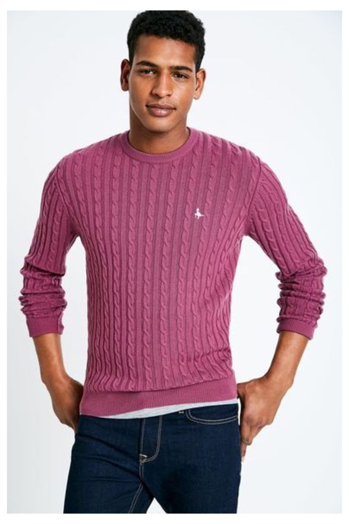 MARLOW CABLE CREW NECK JUMPER BERRY