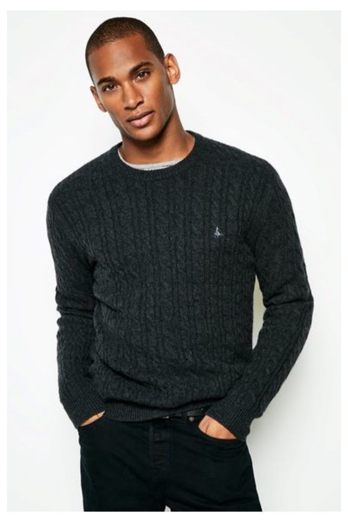 REDMORE CASHMERE CABLE CREW NECK JUMPER CHARCOAL