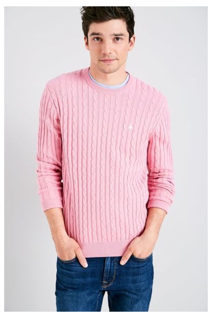 MARLOW CABLE CREW NECK JUMPER PINK