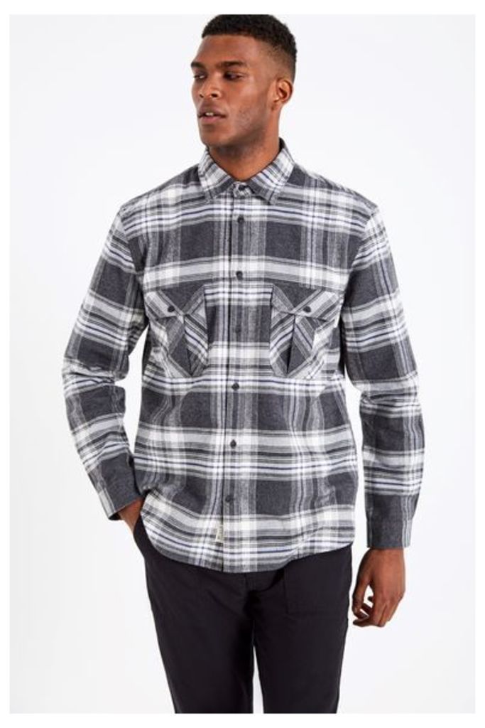 DUNDRY WOOL RICH FLANNEL CHECK SHIRT