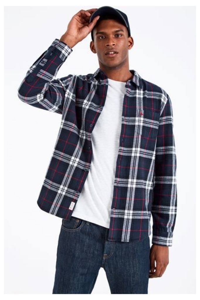STANWICK BRUSHED CHECK FLANNEL SHIRT NAVY