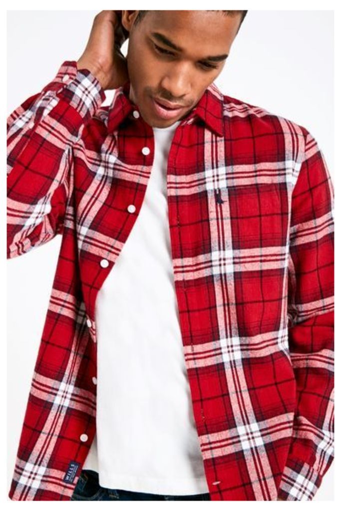 STANWICK BRUSHED CHECK FLANNEL SHIRT RED