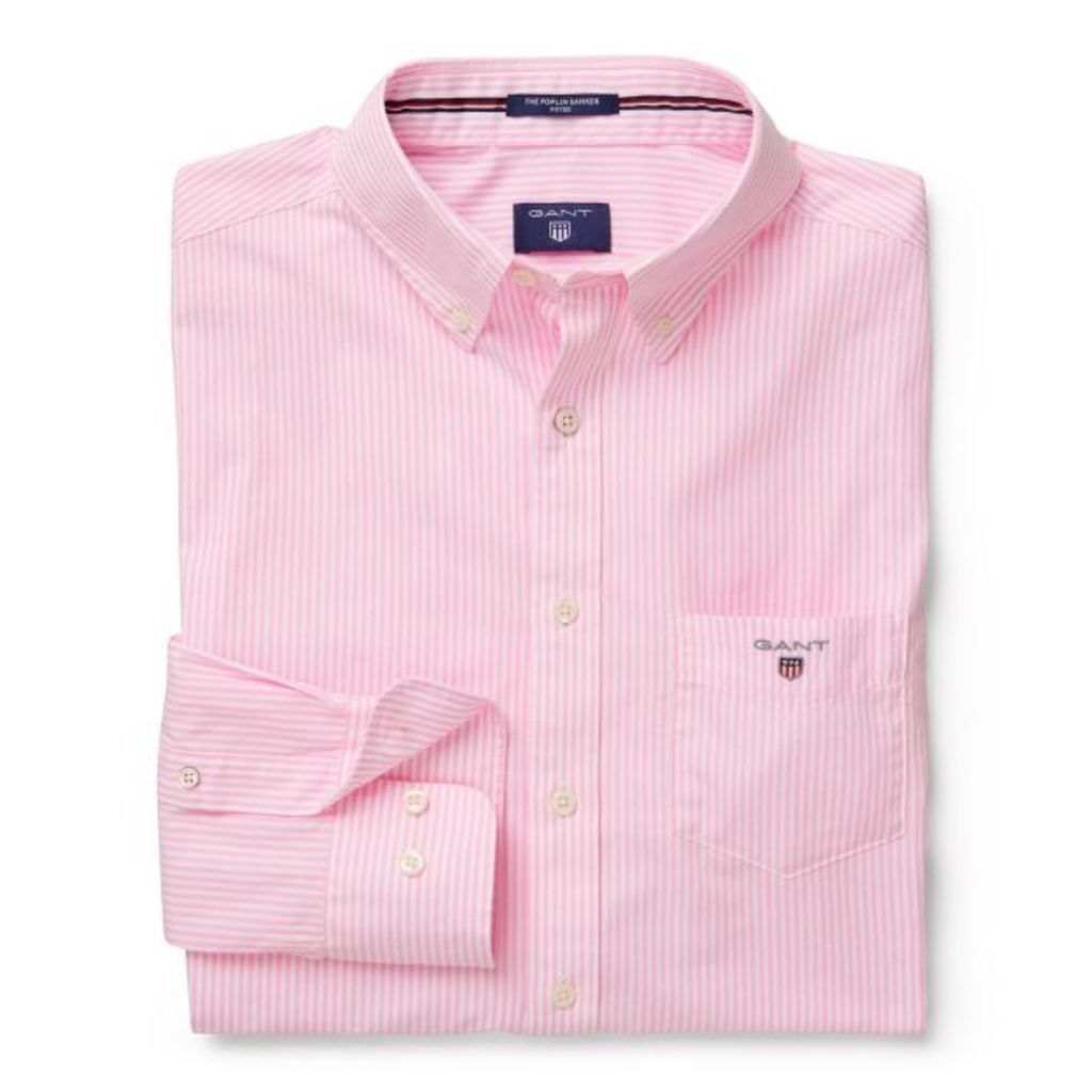 Banker Striped Fitted Shirt - Bright Pink