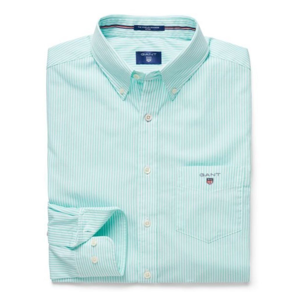 Banker Striped Fitted Shirt - Opal Green