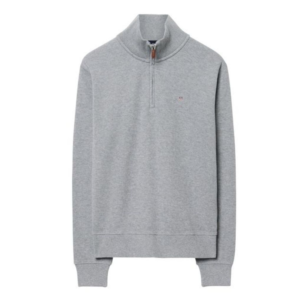 Sacker Ribbed Half-zip Sweatshirt - Grey Melange