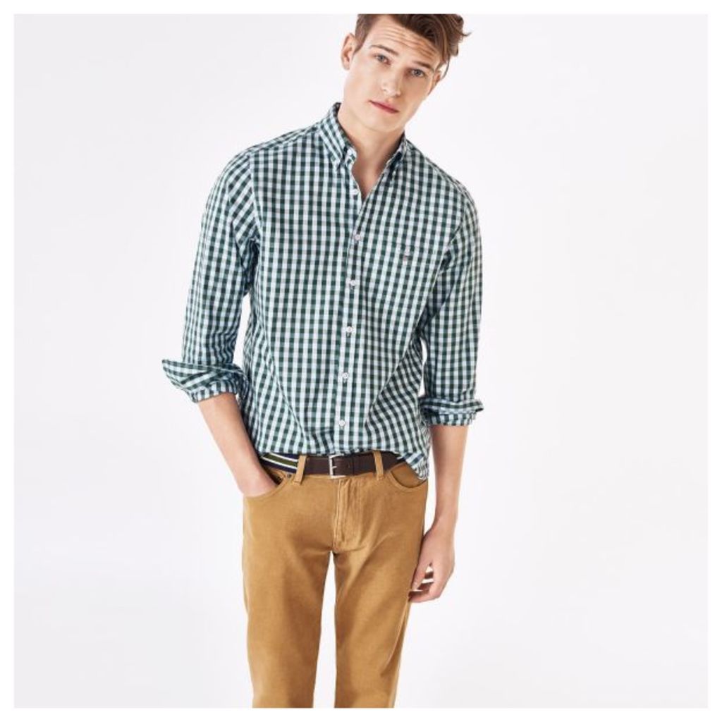 Heather Oxford Gingham Checked Shirt - Pine Green