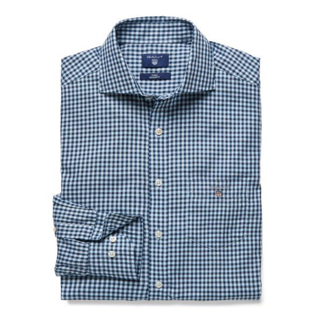 Gingham Check Spread Collar Shirt - Persian Blue