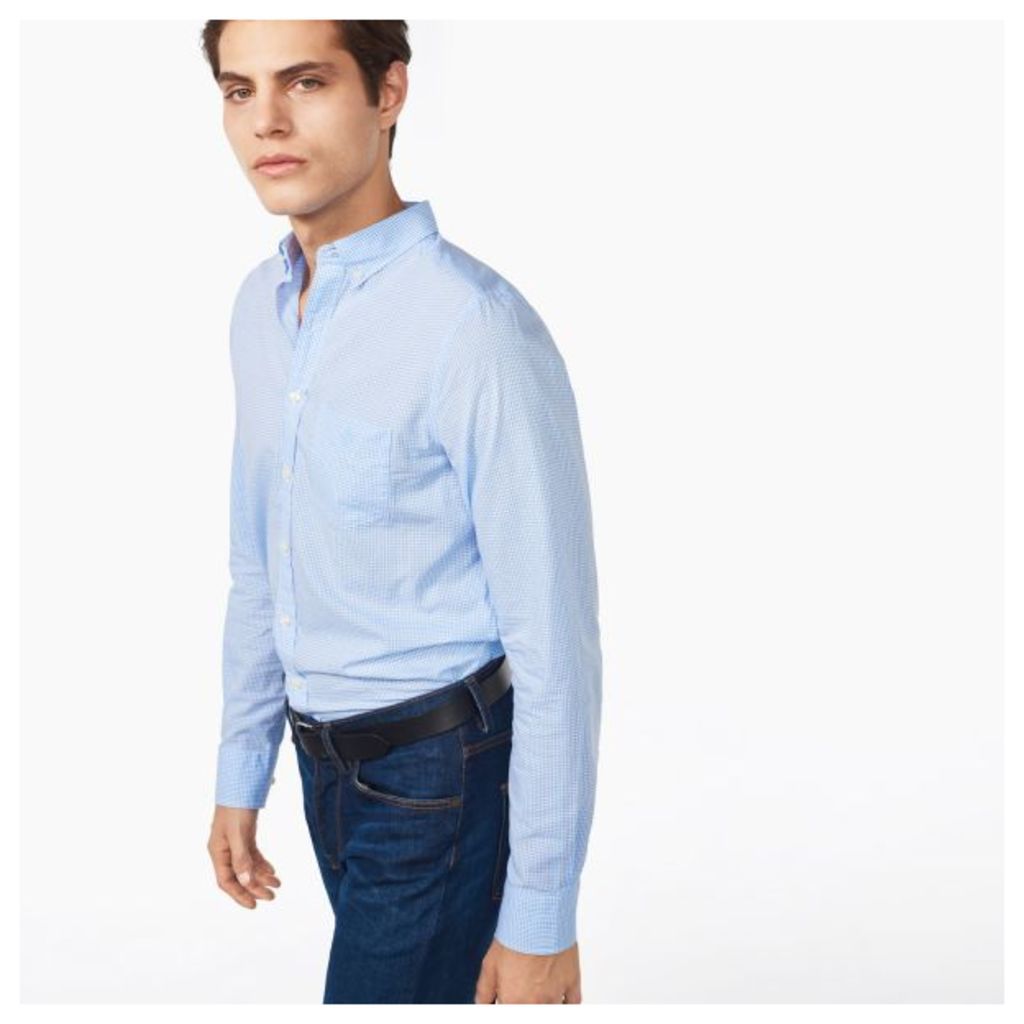 Cotton Linen Check Shirt - Kentucky Blue