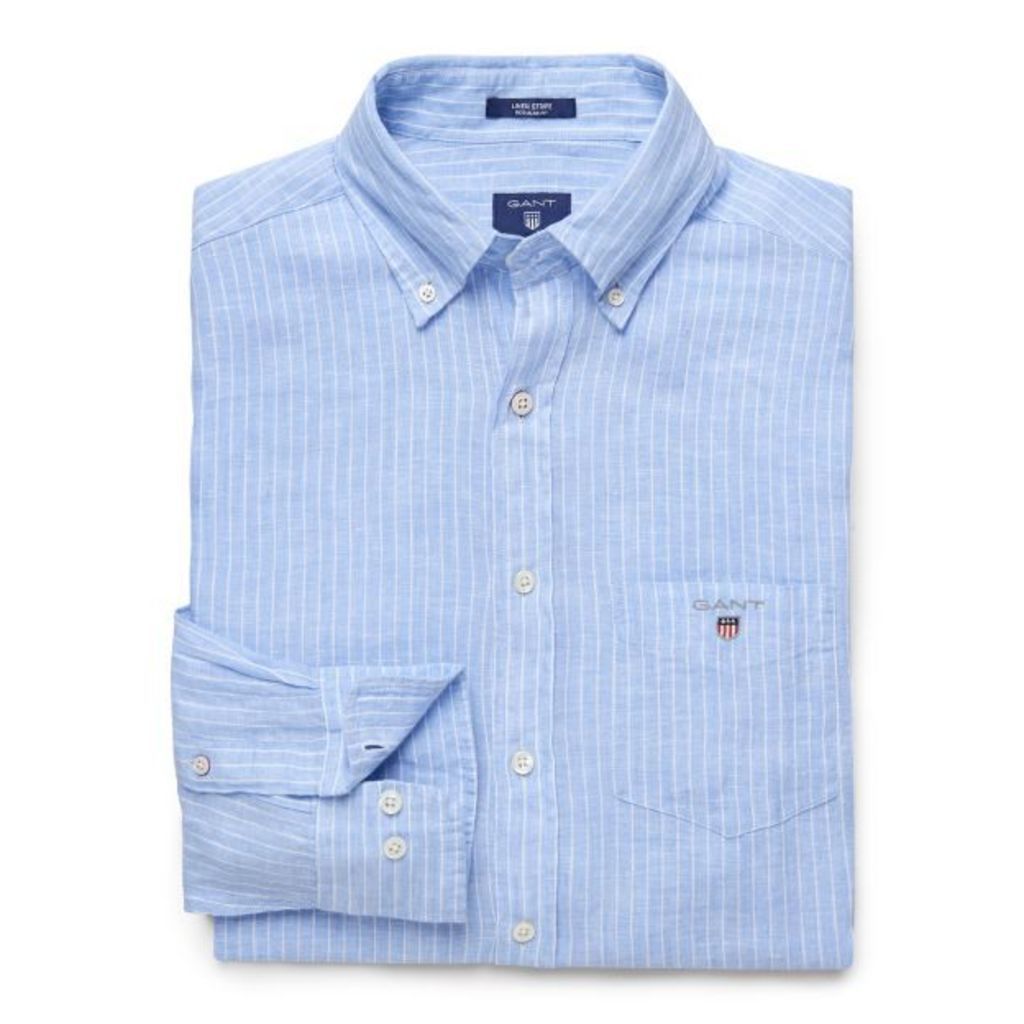 Linen Stripe Shirt - Capri Blue
