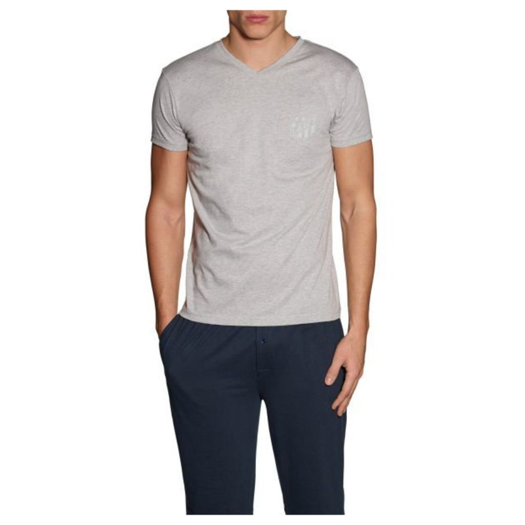 Jersey V-neck T-shirt - Light Grey Melange