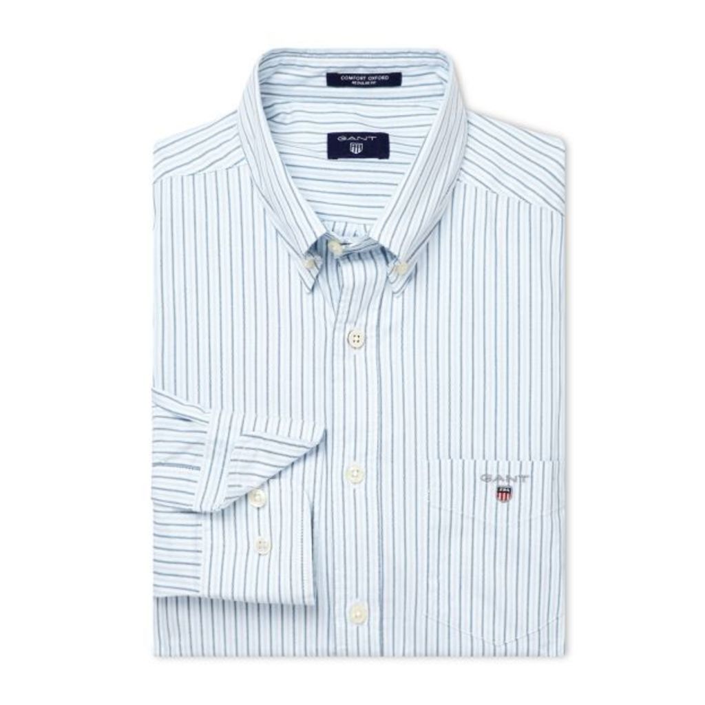 Comfort Oxford Stripe Shirt - Capri Blue