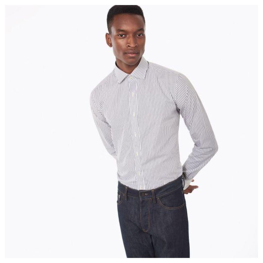 Two-color Stripe Fitted Shirt - Graphite Melange