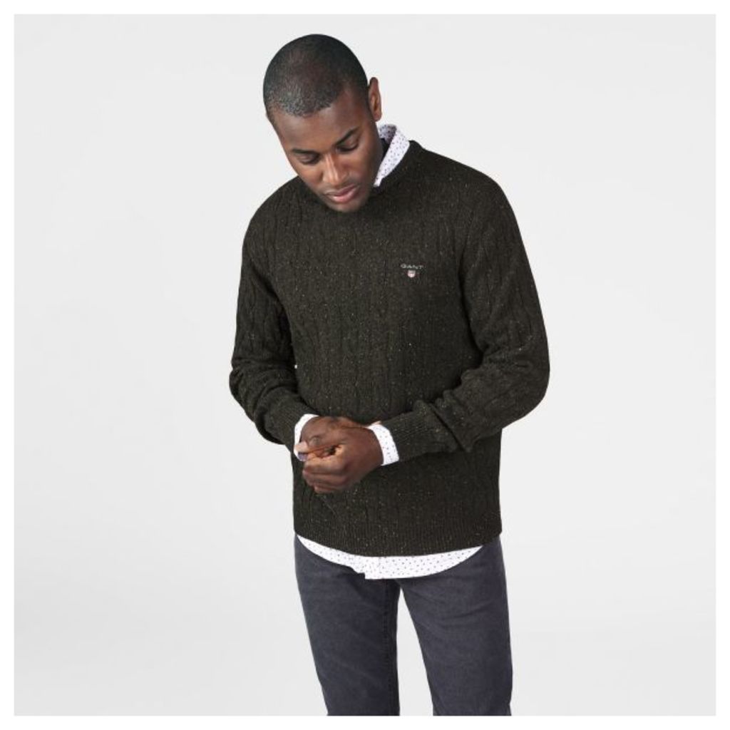 Neps Lambswool Cable Crewneck Jumper - Country Green
