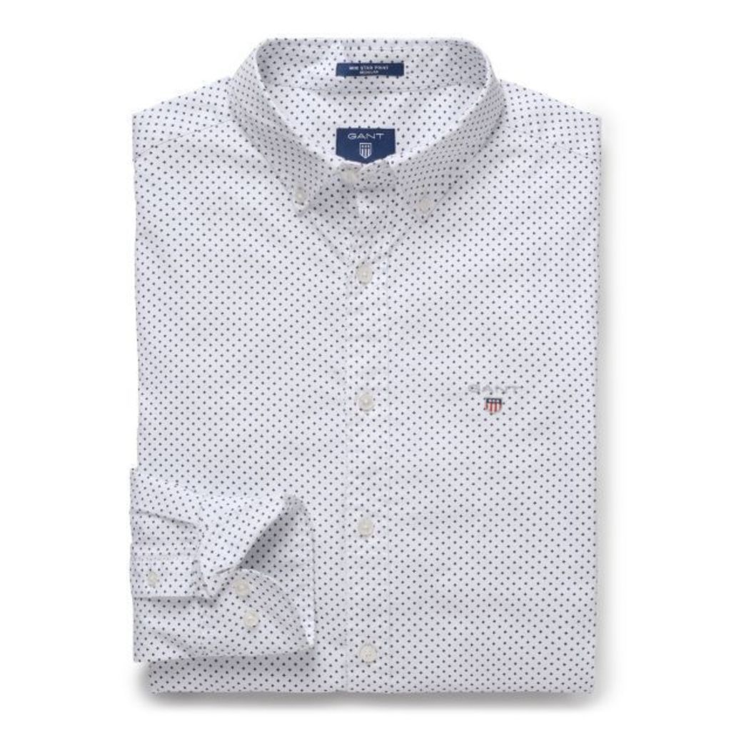 Regular Fit Mini Star Print Shirt - White