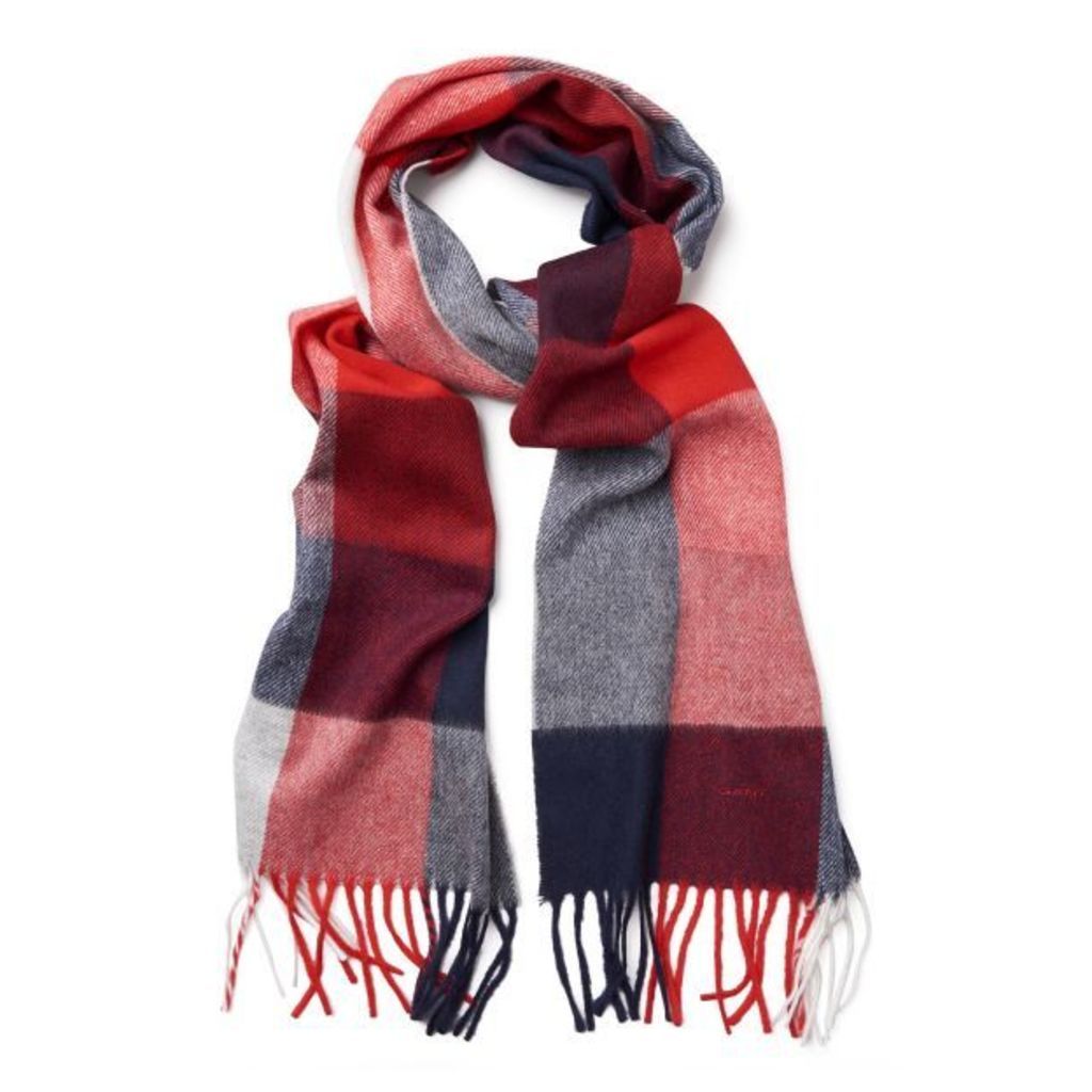 Block Check Scarf - Port Red