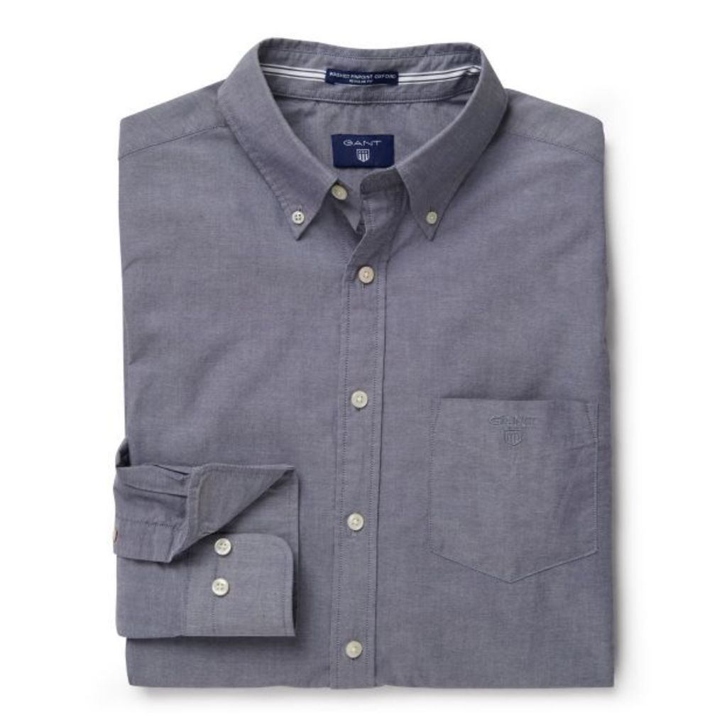 Washed Pinpoint Oxford Shirt - Evening Blue